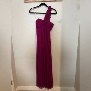 Prom or Gala Worthy Betsy & Adam One Shoulder Floor Length Gown